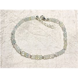 Bracelet Silver 925 and Stone - Aquamarine Kunzite faceted washers 3mm 