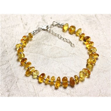 Bracelet Argent 925 et Ambre naturelle Rondelles 5-9mm 