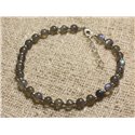 Bracelet Argent 925 et Perles de Pierre Labradorite Boules 4-5mm