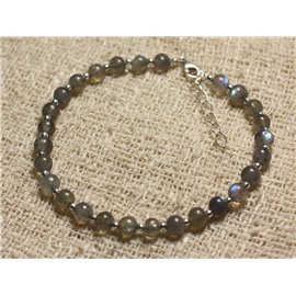 Bracciale 925 sfere in argento 925 e pietra labradorite 4-5mm