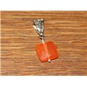 Pendentif Pierre semi précieuse - Jade Orange Carré Facetté 14mm 