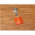 Pendentif Pierre semi précieuse - Jade Orange Carré Facetté 14mm 