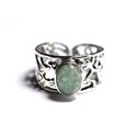 N224 - Bague Argent 925 et Pierre - Aventurine verte Ovale 9x7mm 