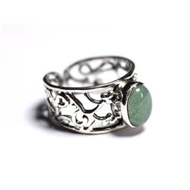 N224 - Bague Argent 925 et Pierre - Aventurine verte Ovale 9x7mm  N224 - Bague Argent 925 et Pierre - Aventurine verte Ovale 9x7mm