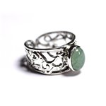 N224 - Bague Argent 925 et Pierre - Aventurine verte Ovale 9x7mm 