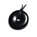 Collier Pendentif en Pierre - Obsidienne Noire Donut Pi 40mm 