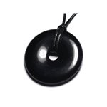 Collier Pendentif en Pierre - Obsidienne Noire Donut Pi 40mm 