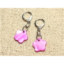 Pendientes Madreperla Flores 15mm Morado Rosa Fucsia 