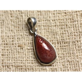 N1 - Pendant Silver 925 and Sunstone Drop 18x10mm 