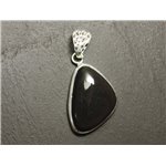 n45 - Pendentif Argent 925 et Pierre - Obsidienne Arc en Ciel Oeil Céleste Triangle 30x20mm 