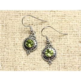 BO210 - 925 Silber Ohrringe Kreise 19mm Peridot 