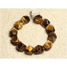 Bracelet Silver 925 and Stone - Tiger Eye Faceted Nuggets 10-12mm 