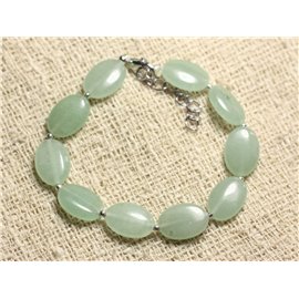 Bracelet 925 Silver and Stone - Green Aventurine Oval 14x10mm 