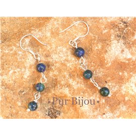 Pendientes de Plata y Piedra 925 - Crisocola 4mm