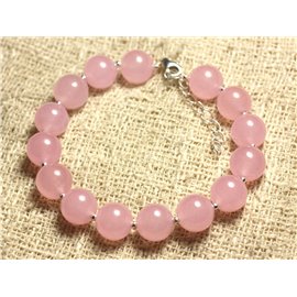 Pulsera de plata y piedra 925 - Jade rosa claro 10 mm 