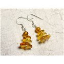 Boucles d'oreilles argent 925 et Ambre naturelle Miel 6-14mm 