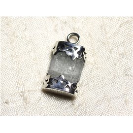 N12 - 925 Sterling Silver Pendant and Stone - Raw Aquamarine 25mm 