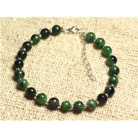 Armband 925 Silber und Stein - Ruby Zoisite 6mm