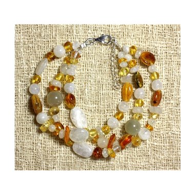Bracelet Ambre - Pierre de Lune et Argent 925