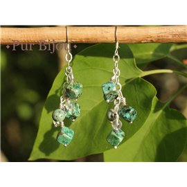 925 Silver Earrings - Semi Precious Stones - African Turquoise and Turquoise Silver Rock Crystal