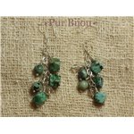 Boucles Argent 925 - Pierres Semi Précieuses - Turquoise d'Afrique et Cristal de Roche Argent Turquoise