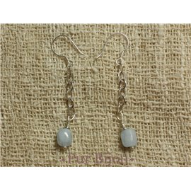 Boucles Aigue Marine et Argent 925 Argent Bleu