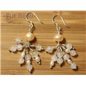 Boucles Argent 925 - Quartz Rose et Perles de Culture