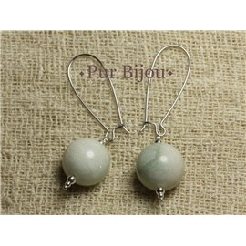 Boucles d'Oreilles Pierre Semi Précieuse - Jade 16 mm  Boucles d'Oreilles Pierre Semi Précieuse - Jade 16 mm