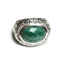 n114 - Bague Argent 925 et Pierre - Aventurine Ovale facetté 16x12mm 