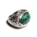 n114 - Bague Argent 925 et Pierre - Aventurine Ovale facetté 16x12mm 