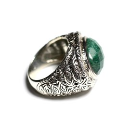 n114 - Bague Argent 925 et Pierre - Aventurine Ovale facetté 16x12mm  n114 - Bague Argent 925 et Pierre - Aventurine Ovale facetté 16x12mm