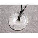 Collier Pendentif en Pierre - Cristal de Roche Quartz Donut Pi 40mm 