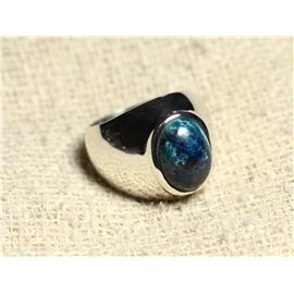 n116 - 925 Sterling Silver and Stone Ring - Azurite Oval 14x10mm 