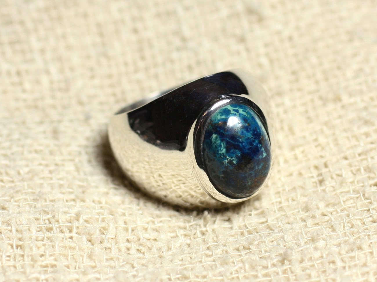 n116 - Bague Argent 925 et Pierre - Azurite Ovale 14x10mm 