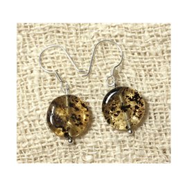 Pendientes de plata 925 de ámbar miel y ámbar amarillo