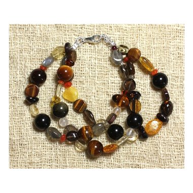 Bracelet Ambre - Pierres Semi Précieuses et Argent 925