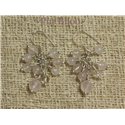 Boucles Argent 925 - Quartz Rose et Cristal de Roche