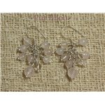 Boucles Argent 925 - Quartz Rose et Cristal de Roche