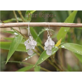 Boucles Argent 925 - Quartz Rose et Cristal de Roche