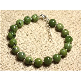 Pulsera Plata 925 y piedra semipreciosa - Jade Canada Nephrite 8mm