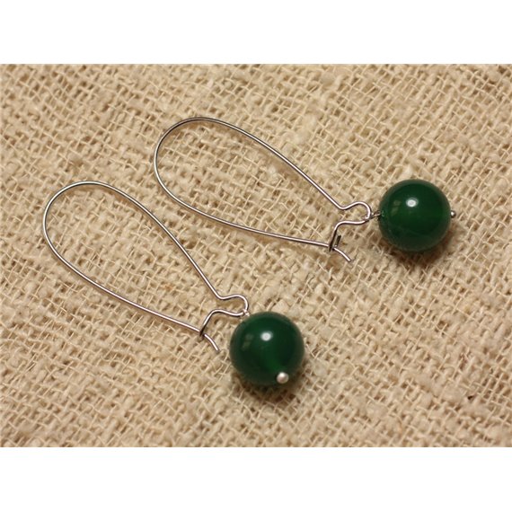 Boucles d'Oreilles Pierre semi précieuse Onyx Vert 