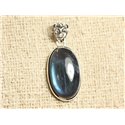 n2-5 - Pendentif Argent 925 et Pierre - Labradorite Ovale 28x16mm 