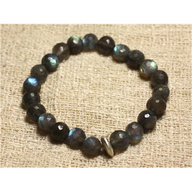 Bracelet Argent 925 et Labradorite Facettée 8-9mm