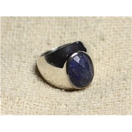 n116 - Anello Argento 925 e Pietra - Ovale Sfaccettato Lapislazzuli 14x10mm 