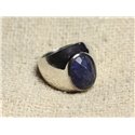 n116 - Bague Argent 925 et Pierre - Lapis Lazuli facetté Ovale 14x10mm 