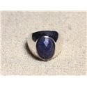 n116 - Bague Argent 925 et Pierre - Lapis Lazuli facetté Ovale 14x10mm 