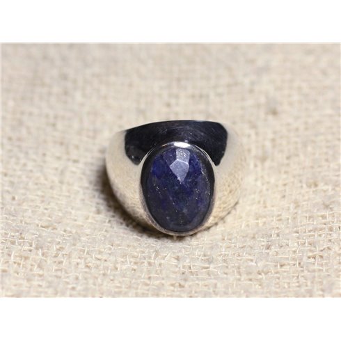 n116 - Bague Argent 925 et Pierre - Lapis Lazuli facetté Ovale 14x10mm
