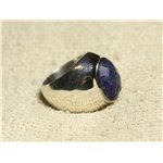 n116 - Bague Argent 925 et Pierre - Lapis Lazuli facetté Ovale 14x10mm 