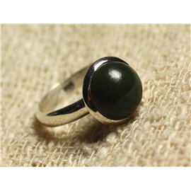 Ring Silber 925 Jade Canada Nephrite Round 10mm Einstellbare Größe 