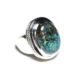 N1171 - 925 Silver and Stone Ring - Azurite Oval 20x15mm 